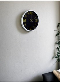 Resim 36 Cm Beyaz Gold Rakamlı Dekoratif Duvar Saati Çok Renkli 