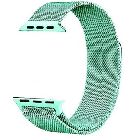 Resim Apple Watch 42 MM Kılıf Metal Kayış Hasır Turkuaz Kordon 