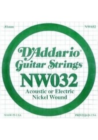 Resim D'addario Nw032 Nickel Wound Elektro/akustik Gitar Tek Teli - .032 Aksesuar Standart Gerilim, Esnek Çalım Hissiyatı Ve Dayanıklı Çelik Çekirdek Yapısı 