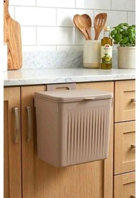 Resim Askılı Ve Yapışkanlı Mutfak Ve Banyo İçin Pratik Çöp Kovası 8lt Açık Kahve 