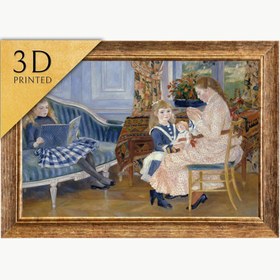 Resim Renoir Children's Afternoon 3D Print: Textured Oil Painting Reproduction - "39"x53" in /100x136 cm / Vintage Gold Frame 