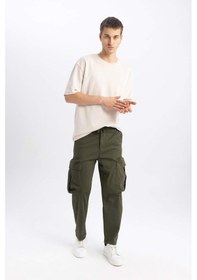 Resim Defacto Gabardin Pantolon Rustik Loose Fit Kargo Cepli B8606AX23WNKH341 Haki 