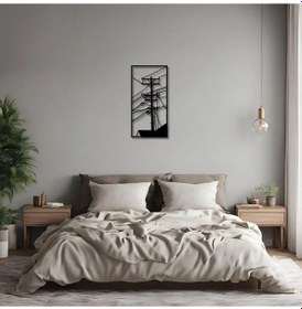 Resim Duvar Dekoru Hediyelik Elektrik Direği Lamppost Metal Duvar Tablosu Soyut 