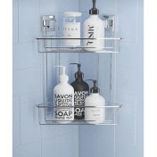 Resim Evistro Banyo Köşe Rafı Kendinden Yapışkanlı 2 Katlı Easyfix 