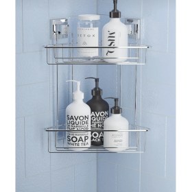 Resim Evistro Banyo Köşe Rafı Kendinden Yapışkanlı 2 Katlı Easyfix 
