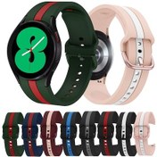Resim Sones Samsung Galaxy Watch Uyumlu4 40/44mm / Watch4 Classic 42/46mm Üç Dikey Çizgili İki Renkli Silikon Saat Kordonu 