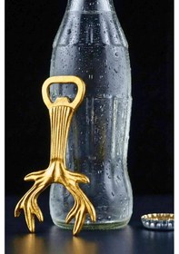 Resim Altın Geyik Boynuzu Tasarım Metal Şişe & Kapak Açacağı Altın 
