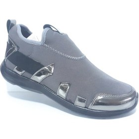 Resim Bayan Bağsız Streç Giyim Yürüyüş Koşu Ayakkabısı Koyu Gri 