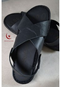 Resim Erkek Çapraz Model Yumuşak Taban Sandalet&terlik Hac, Umre Ve Günlük Kullanıma Uygun Siyah 