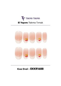 Resim Ekkr1688 Kısa Oval 10'lu Tekrar Kullanılabilir El Yapımı Protez Takma Tırnak Xs 