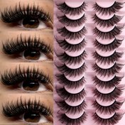 Resim 10 Çift Kedi Göz Sahte Kirpik Seti, Rus DD Kıvrım, Doğal Kabarık Ekstra Kalın, D Kıvrım, 10-18mm Uzunluk, Yeniden Kullanılabilir, Kolay Uygulama, Kokusuz, Başlangıç Dostu, Dramatik Göz Makyaj Etkisi İçin Çoklu Çiftler 