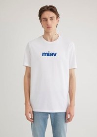 Resim Miav Baskılı Beyaz Tişört Regular Fit/Normal Kesim 067153-620 