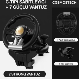 Resim Cosmostech Pxn V3 Pro Yarış Direksiyonu Seti – Pedallı 180° Oyun Direksiyonu Siyah (Pc/ps4/xbox/switch) 