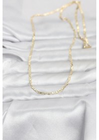 Resim Cm 14k Gold Renk Lazerli Yassı Model Zincirli 60 Cm Kadın Kolye - Ebj260207w39432 Renkli 