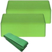 Resim Yeşil Eva Yoga Blokları 2 Adet Ve Pamuklu Gerdanlık Seti - Denge, Esneklik Ve Pose Destekleyici Spor Aletleri 