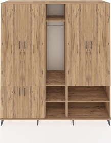 Resim Kronos Dolap 15 Raflı 5 Kapaklı Tek Askılı 220x59x243 Çam-çam/çam Çok Renkli 