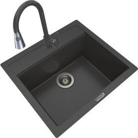 Resim Polex Cristalüx Granit Eviye P-08+Spiralli Antrasit 