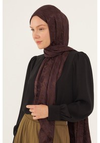 Resim Mirsoy Scarf Kazayağı Desen Parlak Jakar Şal - Acı Kahve Acı Kahve 