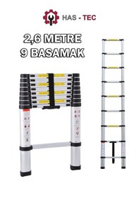 Resim Has-tec 2,6 Metre 9 Basamaklı Düz Uzayan Teleskopik Merdiven 2,6 M 9 Basamaklı 260 Cm Düz Uzayan 