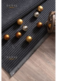 Resim Saraz Halı Dizayn Şönil Dokuma Kayma Yapmaz Makinede Yıkanabilir Leke Tutmaz Kesme Bohem Kilim Antrasit Antrasit 