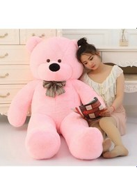 Resim 160 Cm Papyonlu Peluş Ayı-Dev Boy-Sevgiliye Özel Hediye - % 100 Y Bej 