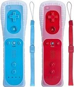 Resim Tevodo Wii Uzaktan Kumanda, 2 Paket Yükseltme Wii Kablosuz Kumanda Wii Wii U ile Uyumlu (Kırmızı ve Mavi) 
