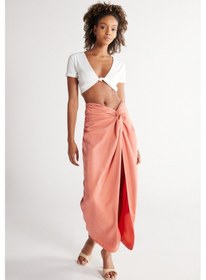 Resim Regular Fit Normal Kesim V Yaka Beyaz Crop Bluz Beyaz 
