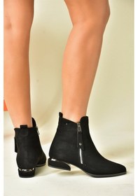 Resim Siyah Süet Alçak Topuklu Kadın Bot N820001502 Siyah-Süet 