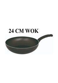 Resim Mehtap Teflon Wok Tava - 24 Cm Cam Kapaklı Siyah 