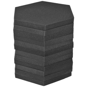 Resim Yanmaz Ses Yalıtım Köpüğü - Tavan Ve Duvar Ses İzolasyonu İçin 12 Parça Sıkıştırılmış Siyah Köpük 10.1" 