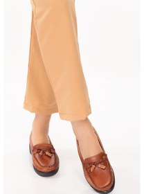 Resim Artı-artı001-7475-505 Hakiki Deri Ortopedik Kadın Bağsız Taba Roc Ayakkabı 001 