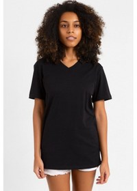 Resim Siyah Basic Kadın V Yaka Tshirt SIYAH 