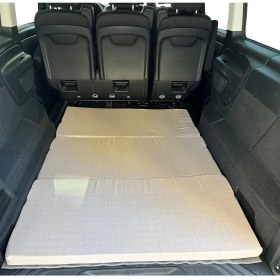 Resim Araç Yatağı Sünger Katlanabilir Oto Yatağı Üniversal 120X180X6 Cm-Tesla ve Birçok Modele Uygun-Krem 