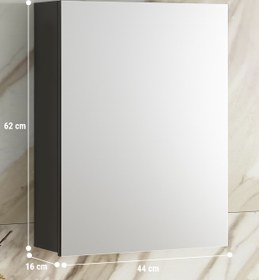 Resim ÖZCEDEN Yıldız 45 cm Anrasit Gri Mat MDF Aynalı Asma Banyo Üst Dolabı 