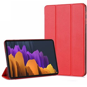 Resim Samsung Galaxy Tab S8 Plus X800 Kılıf Slim Translucent Back Smart Cover Kırmızı 