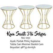 Resim Brc Kum Saati Zigon Beyaz Mermer Desen Metal Transmisyon Çelik Go 