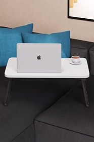 Resim interGO-Renkli Laptop Sehpası Katlanabilir Yatak Koltuk Üstü Kahvaltı Bilgisayar Sehpası (Beyaz) 