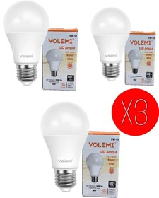 Resim VOLEMİ 3 Adet Beyaz Işık %80 Tassaruflu 10w Ampul Yerli Üretim 