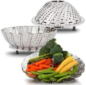 Resim CetKing Pişirme Aparatı, Sebze Haşlama, Metal Buharda Pişirici, Katlanabilen Buharda Pişirme Aleti Sağlıklı Yemek Aparatı 