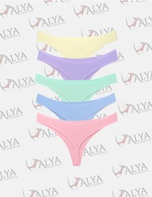 Resim Alya Underwear Kadın Külot Pamuklu String - 5 Adet Siyah Tanga S, M, L, Xl P15 