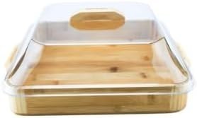 Resim Bambum Modica - Akrilik Kapaklı Bambu Kek Fanusu Kare Küçük 