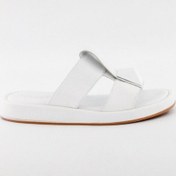 Resim Beyaz Deri Kadın Terlik Beyaz 