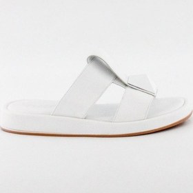 Resim Beyaz Deri Kadın Terlik Beyaz 