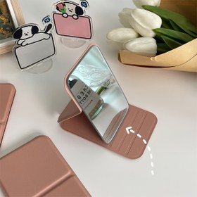 Resim Katlanabilir Kompakt Mini Makyaj Aynası - Taşınabilir Ayarlanabilir Duran Tasarım, Hafif & Sağlam Cilalı Plastik, Günlük Kullanım için Yerden Tasarruf Eden Seyahat ve Yurt Odası Aynası, Pil Gerekmez, Mini Ayna, Yurt Oda Temel Eşyaları, Dekoratif Vurgular, Pürüzsüz Yüzey 