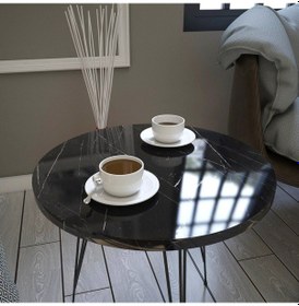 Resim Sandalf Siyah Mermer Yan Sehpa & Mermer Servis Sehpası 