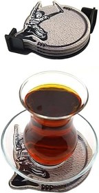 Resim Bardak Altlığı Seti 4 lü - Kafkas Çerkes Kamalı Adam Figürlü 