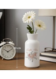Resim Bk Gift Kişiye Özel Çiçek Tasarımlı Seramik Vazo-19, Ev Hediyesi, Ofis Hediyesi Kobitmeyencom35070 Bk Gift 
