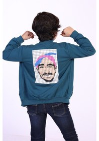 Resim Toontoy Kids Toontoy Erkek Çocuk 2'li Takım Baskılı Dik Yaka Fermuarlı Hırka & Beli Paçası Lastikli Cepli Jogger Eşofman Altı Petrol Mavi 