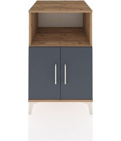 Resim Kronos Komodin 2 Raflı 2 Kapaklı 60x59x96 Çam-antrasit Atlas Çam 