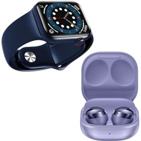 Resim Peak Shine 2 Li Premium Set Full Ekran Akıllı Saat Galaxy Buds Pro Mor Kablosuz Bluetooth Kulaklık 